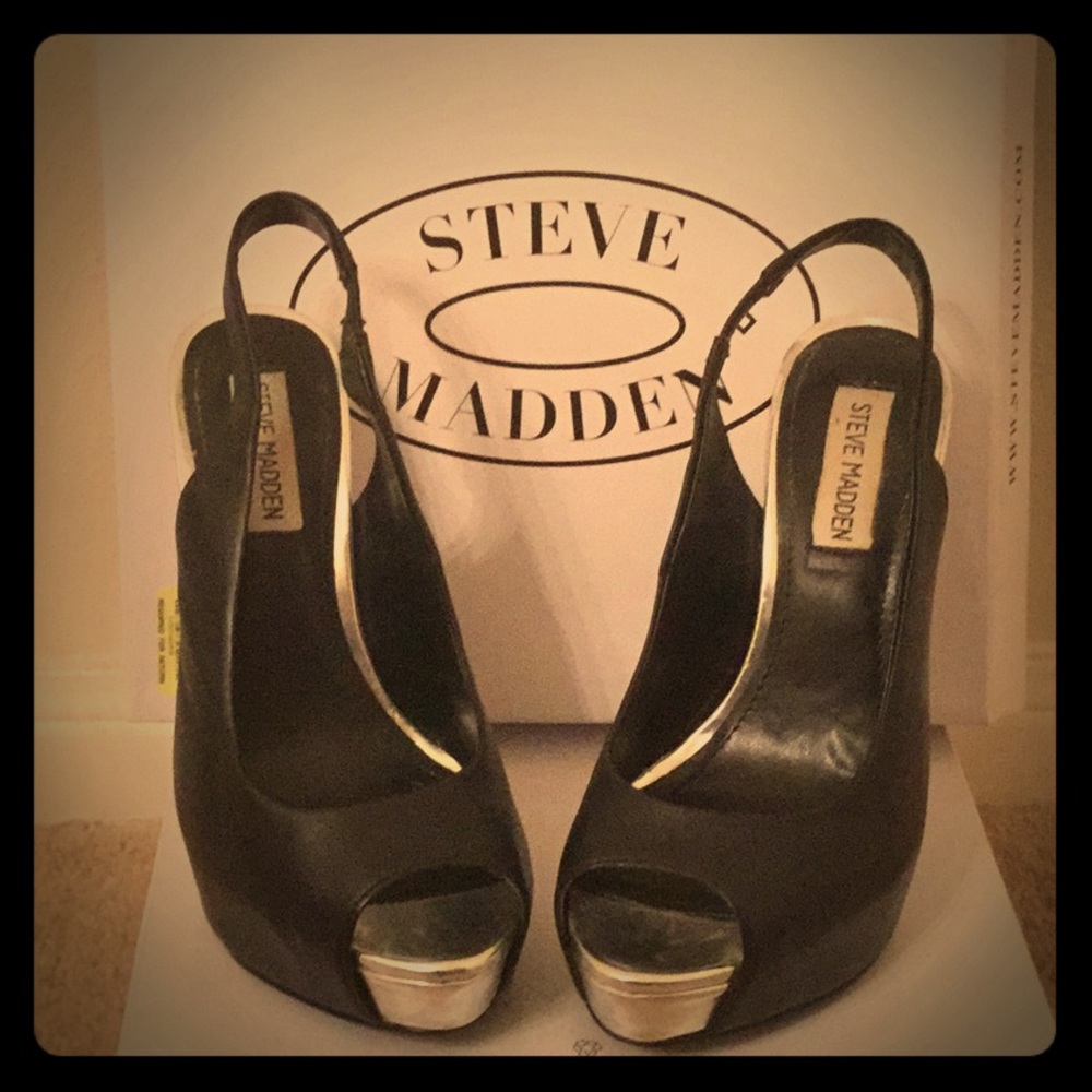 GUC Steve Madden Hayden Blk Leather Heels